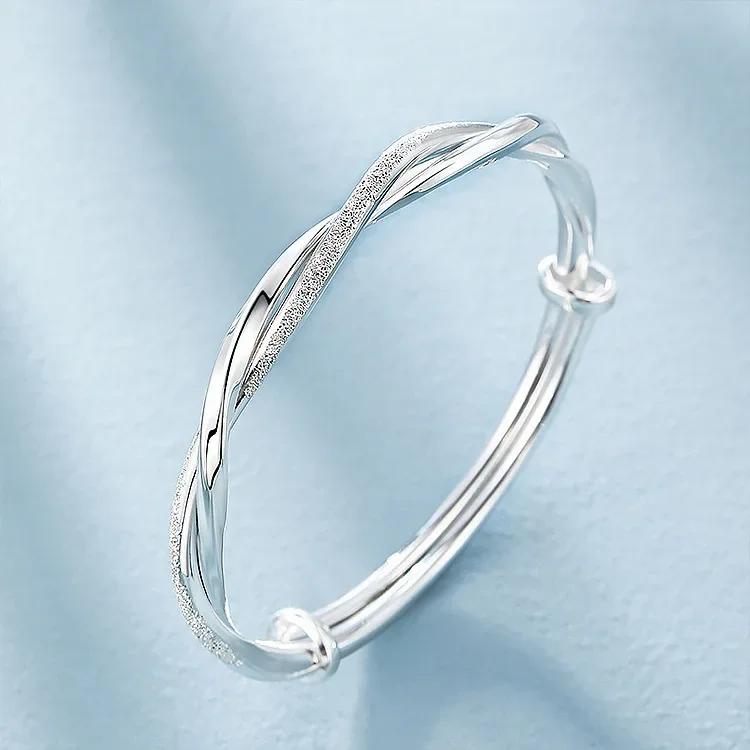 Fashion 925 Silver Woman Cuff Bracelet Open Leaf Shaped Adjustable Charm Bangle Girls Party Jewelry Christmas Gifts