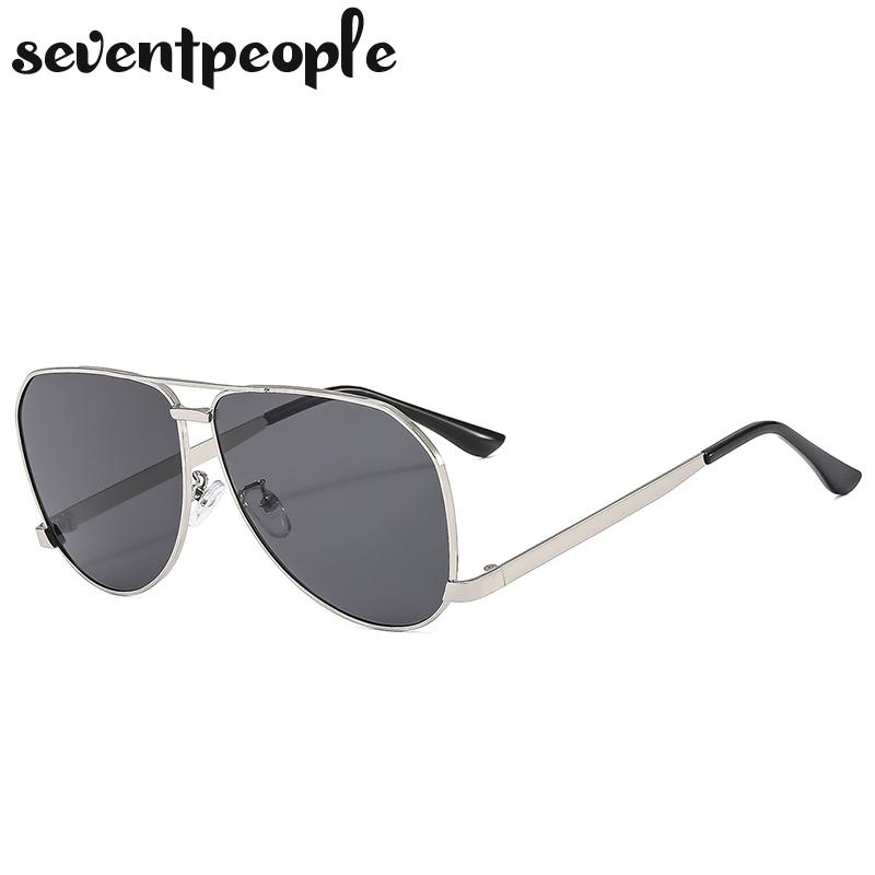 Oversized Double Beam Oval Sunglasses Women Men  Luxury Brand Trendy Metal Frame Shades Eyewear For Ladies Classic Eyewear