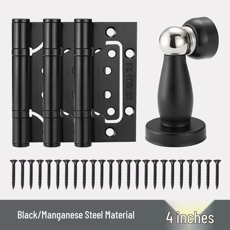 Universal Magnetic Black Bedroom Door Handle Lock - Silent, Solid Wood Design