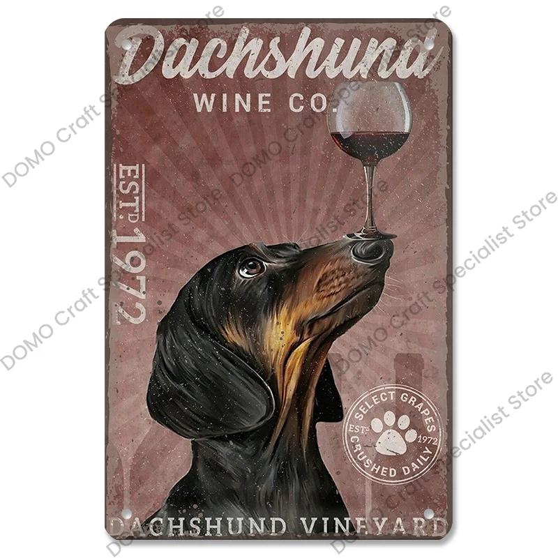 Pet Dog Dachshund Plaques Vintage Metal Plate Drink Coffee Wine Read Book Metal Tin Signs Wall Decor for Bar Pet Shop House