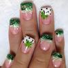 24 Pcs French Tip Press On Nail Short False Nail Shamrocks Stick On Nail Saint Patricks Day Acrylic Nail for Woman