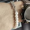Herrenarmband Schlichtes Aussehen Hip-Hop-Schmuck Imitationsperle Kubanische Kette Spleißarmreif für