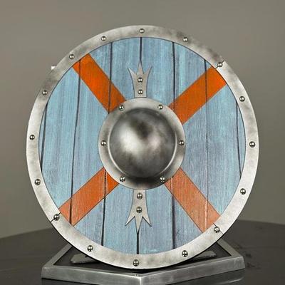 45.72 cm Escudo Vikingo Desgastado por la Batalla Escudo Vikingo de Madera Auténtico Escudo de Guerrero Medieval para Cosplay Regalo