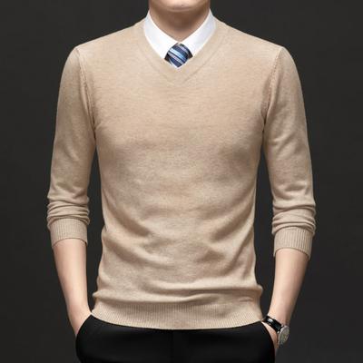 Men Autumn Winter New Style Sweater Middle Aged Thickened V Neck Long Sleeve Anti Pilling Knitted Shirt Dad Wear Undershirt