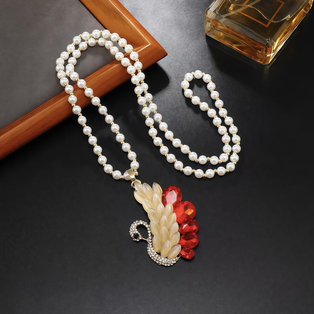 Swan long sweater chain women's necklace autumn and winter temperament versatile crystal clothes accessories pendant