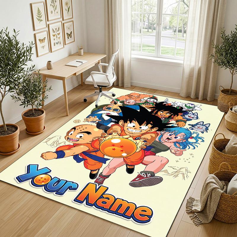 Personalized Crystal Velvet Carpet,Dragon Ball Custom Printed Name, Plush Area Rug For Home Indoor Decor