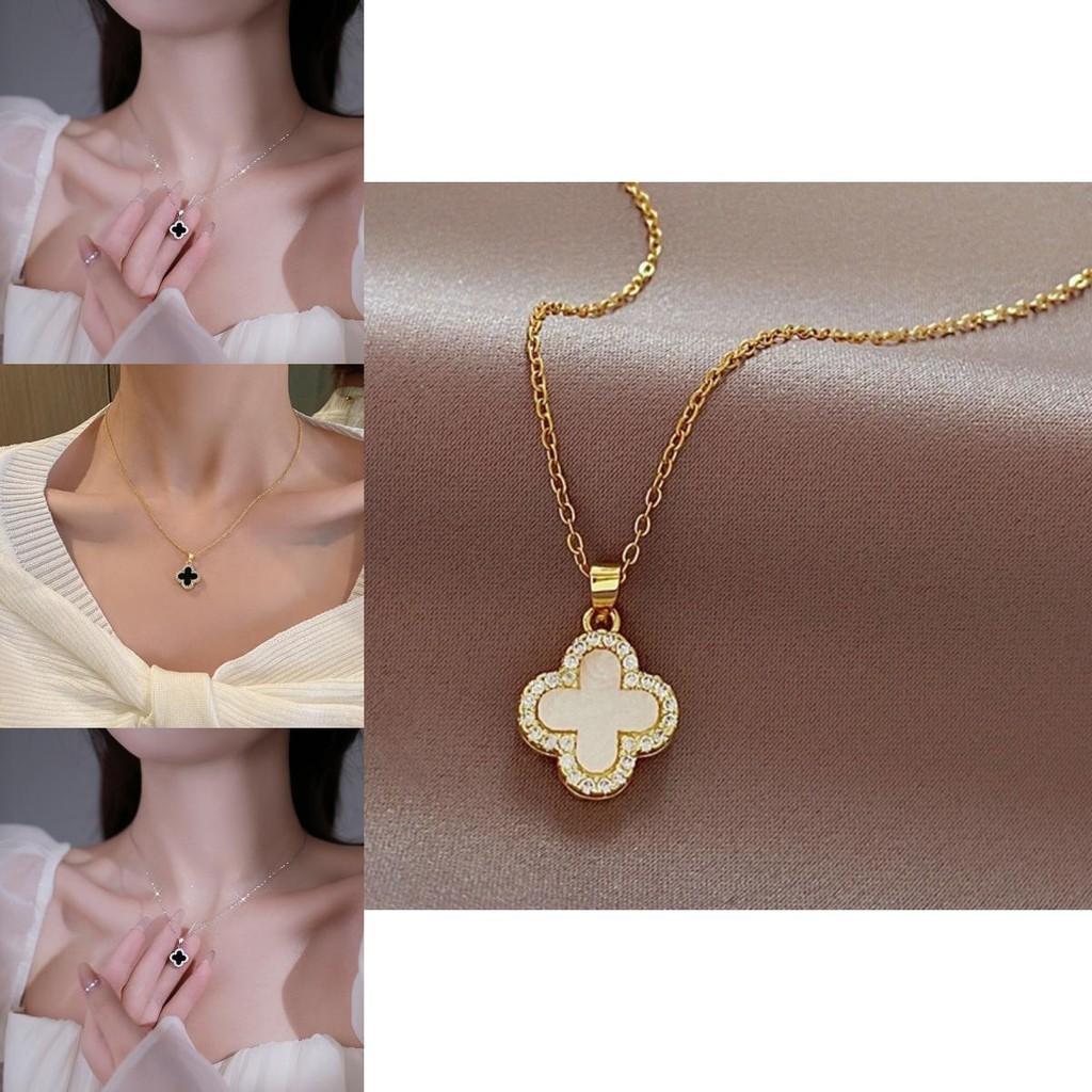 Fashionable Four-leaf Clover Sweater Chain For Women Alloy Material Geometric Design