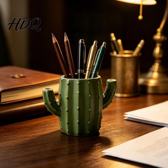 Creative Stationery Holder 3D Printed Cactus Pen Holder Cute Desk Organizer for Pencils Desktop Office Makeup Brushes Multifunctional Storage