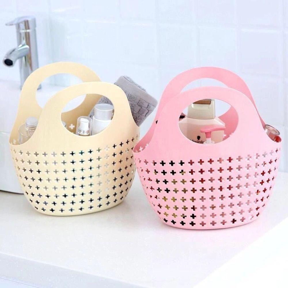 Plastic Laundry Basket Mesh Shower Basket Portable Bath Basket Bathroom