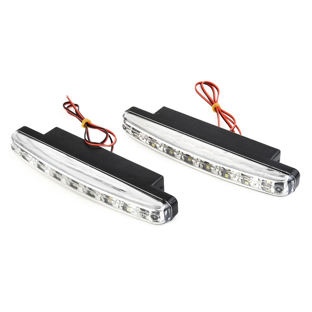 PC+Metal Car LED Lights 6000-6500K White 155x17.8x35.6mm 8-LED Running