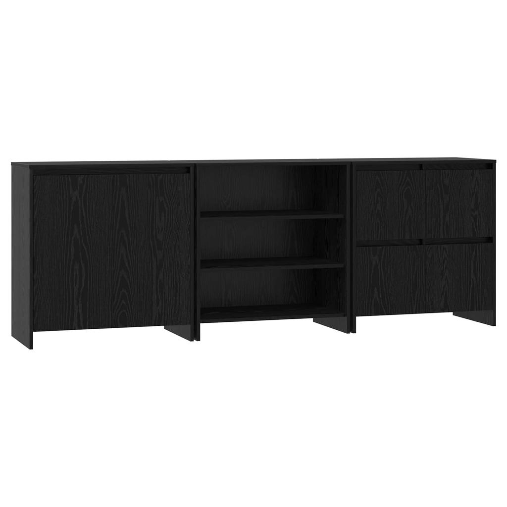 Sideboard Set 3 pcs Black Oak Effect 70 x 41 x 75 cm