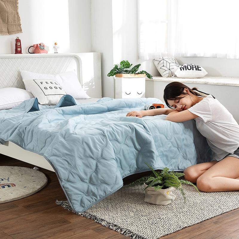 Lit d'été matelassé simple et double, léger, noyau de couette imprimé, climatisation, couette double, queen size, couette fine à carreaux