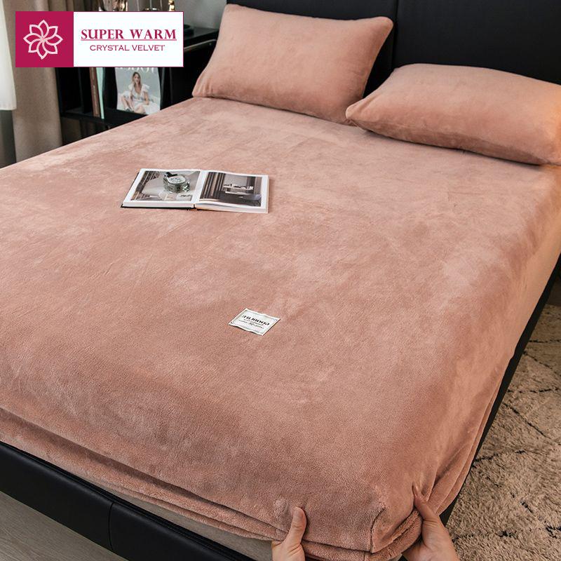 Lenzuolo con angoli in flanella calda con fascia elastica per letto singolo/matrimoniale Coprimaterasso aderente super morbido e caldo Coprimaterasso delicato sulla pelle