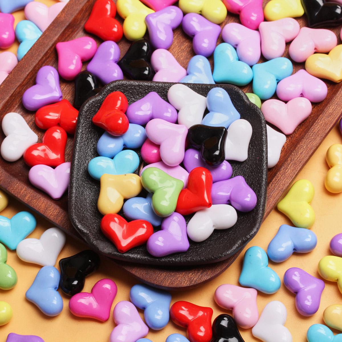 

500 г/пакет около 200 шт. 17 мм * 22 мм акриловые красочные аксессуары ручной работы «сделай сам» свободные бусины-разделители для изготовления ювелирных изделий фурнитура в форме сердца