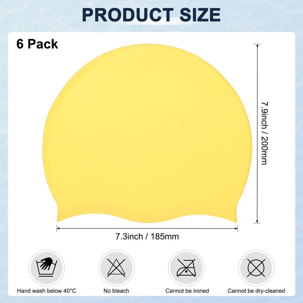 M METERXITY 6 Piece Silicone Swim Cap Opening 7.3" Height