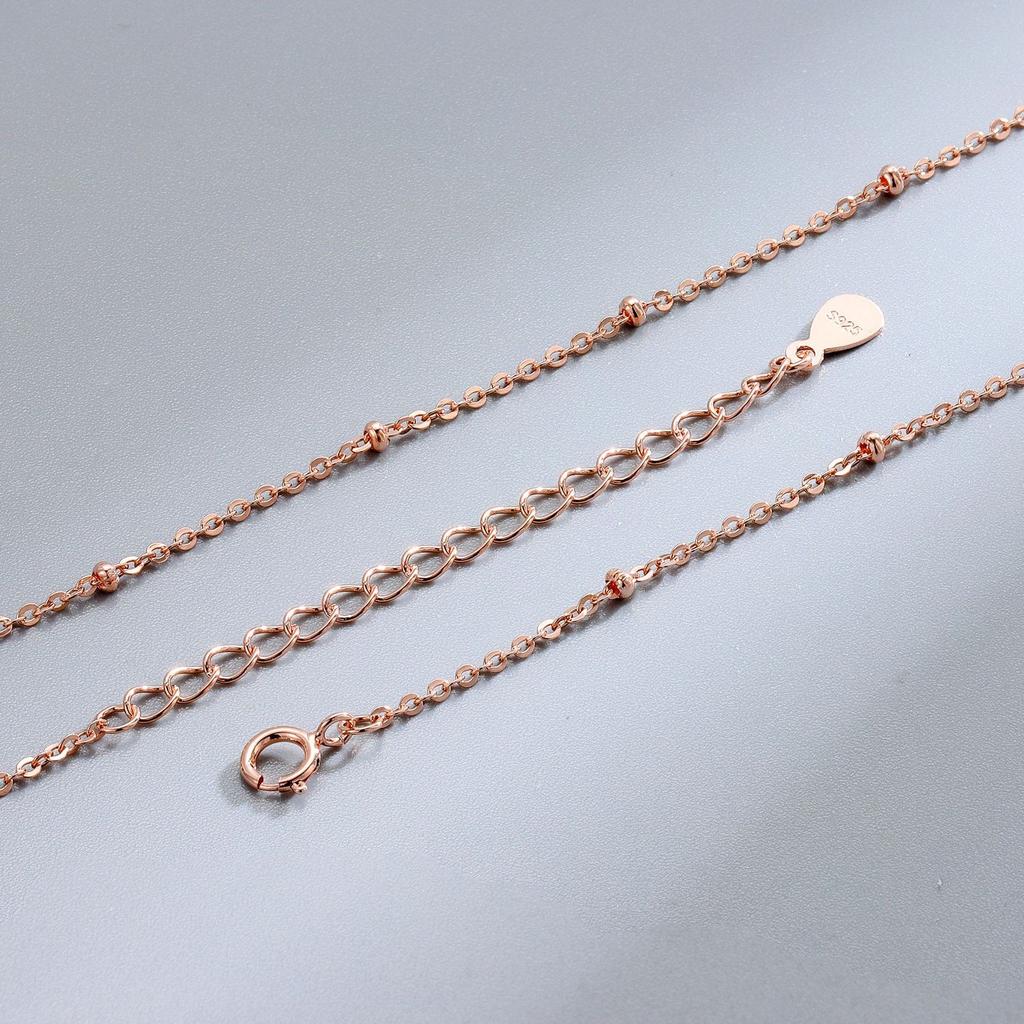 S925 Sterling Silver Gold Plated Collarbone Chain Round Beads Snake Bone Box Twisted Flower Chain Necklace Fashion Jewelry