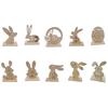 Wooden Easter Bunny Ornament Desktop Decoration Craft Figurine Home Table Decor Gift