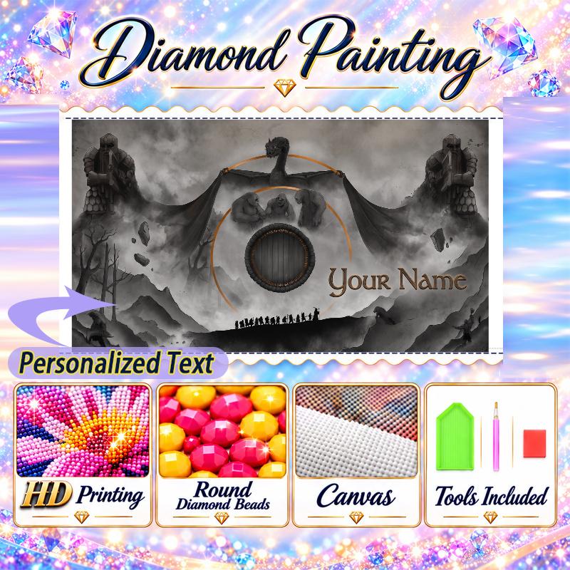 The Hobbit 5D DIY Diamond Painting Custom Name Text, Full Drill Rhinestone Mosaic Art Home Gift