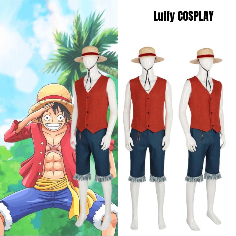 Authentic One Piece Luffy Costume Pirate King Cosplay Outfit For Halloween