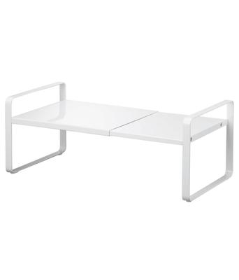 Yamazaki Jitsugyo 5399 Telescopic Storage Rack, 2 Tiers, White, Approximately W27-45XD20XH15.2cm Tower Space Saving Storage Shelf