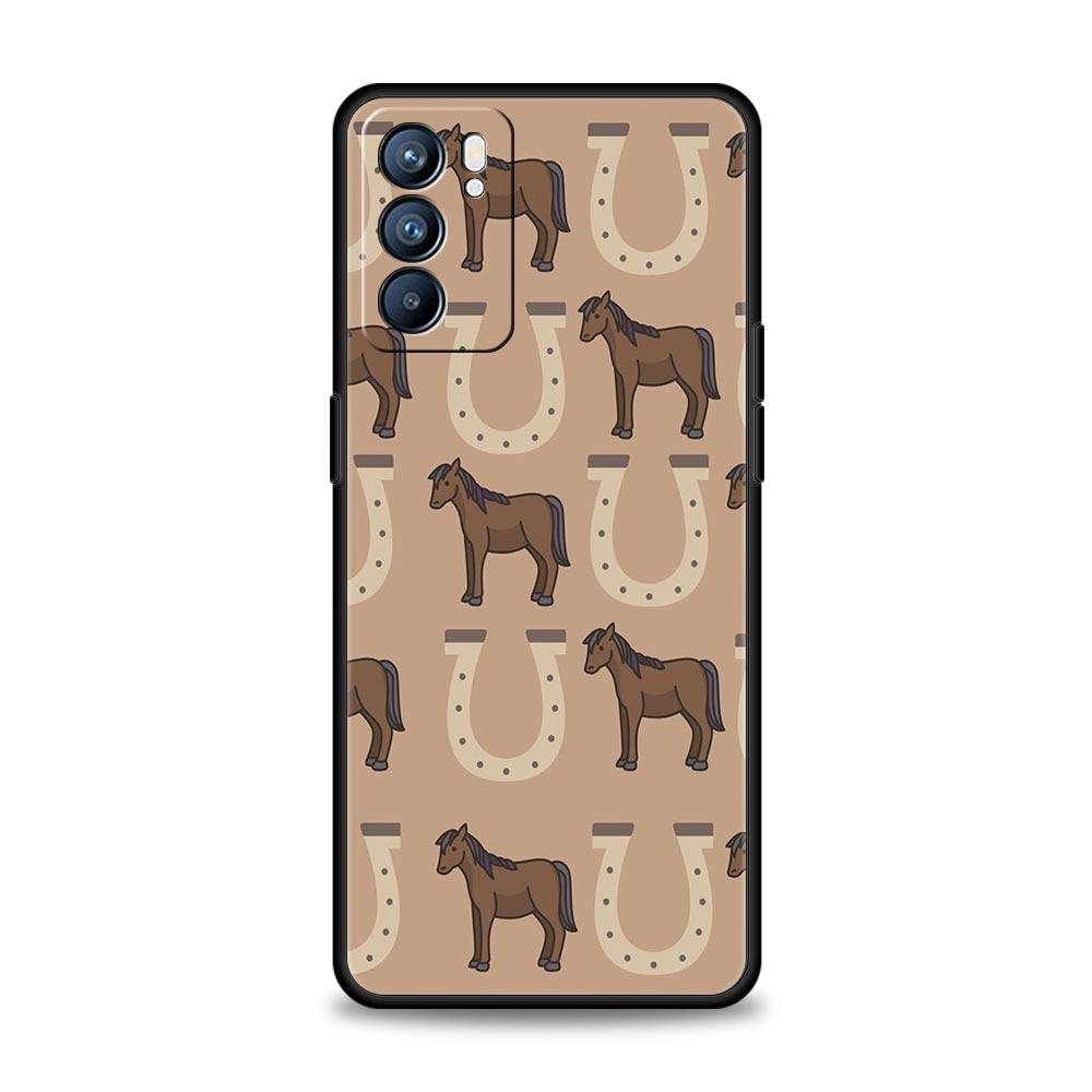 Phone Case For Oppo A54 A53 A52 A9 A15 A95 A17 A16 A76 A74 A57 A31 Find X6 X5 Reno8 Reno7 Reno6 Pro 5G Cover Animal Art Horse