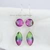 Watermelon Tourmaline Quartz 925 Sterling Silver Dangle Earrings