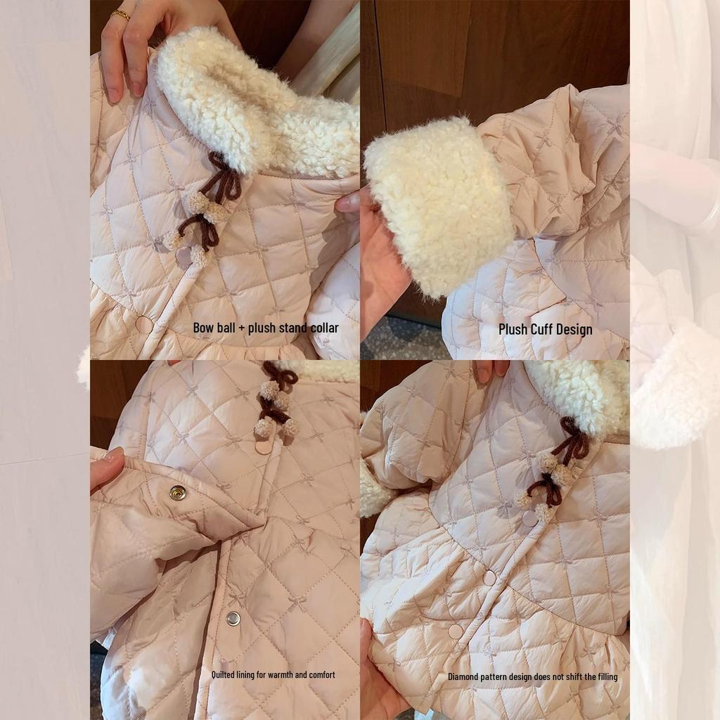 2025 Toddler Girls' Stylish Fleece-Lined Winter Jacket - Thick, Warm, Cotton Padded Coat