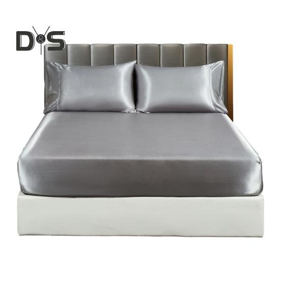 

Однотонная атласная простыня, глянцевая простыня, наволочки, не дающие складок, охлаждающая шелковистая простыня на резинке, наволочка для двуспальной кровати размера Queen King Size S серебряный серый