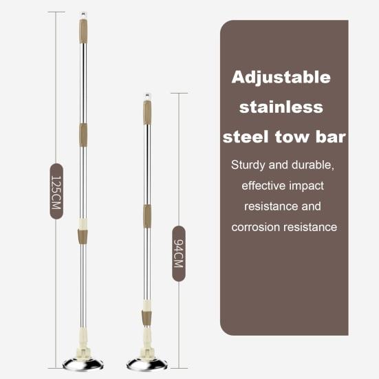 Stainless Steel Mop Rod with Adjustable Handle 360 Degree Rotation Floors Hair Dust Stains Deep Cleaning Spin Mop