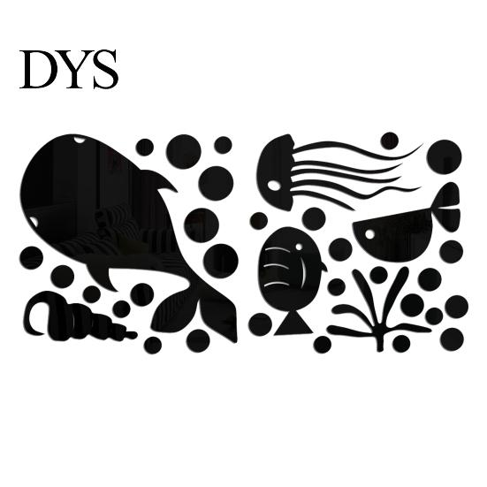 Children Bedroom Wall Decor Accessories 1 Set Marine Life Decals, Acrylic Mirror Fish Conch Stickers, Modern Texture Stickers Waterproof Self-Adhesive