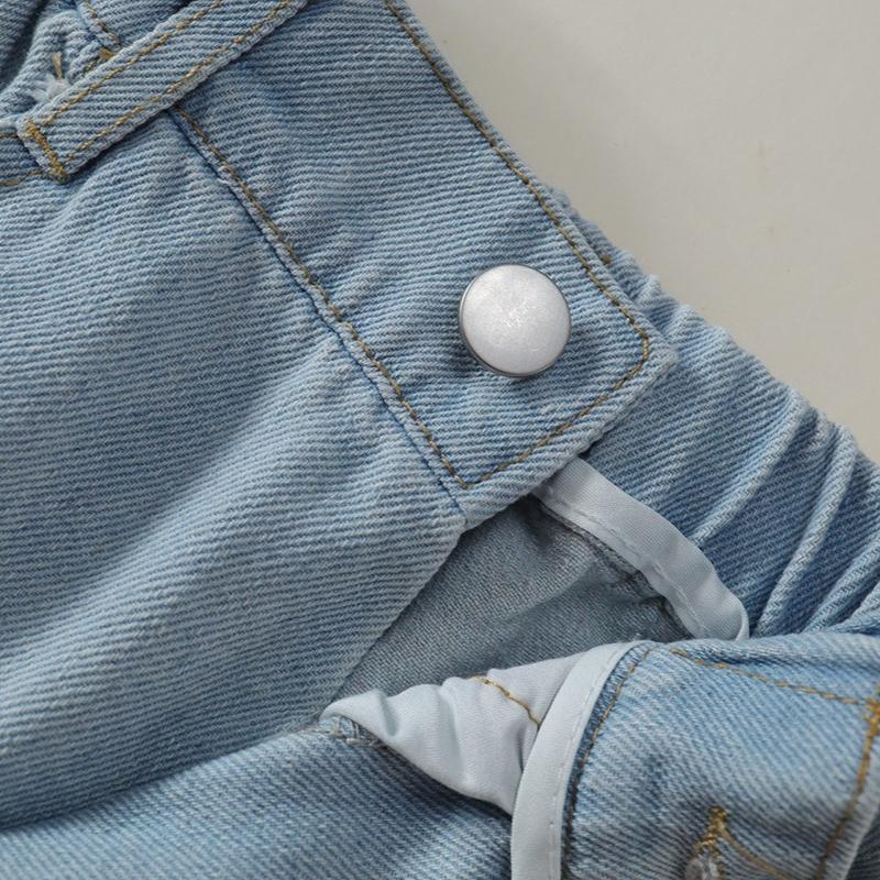 Baby Autumn Jeans 2025 New Children's Korean Version Fashionable Washed Ripped Wide-leg Trousers