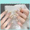 Rose Forest Handmade Nail Stickers Wholesale Set With Long Length Adorned With Diamonds And Bows