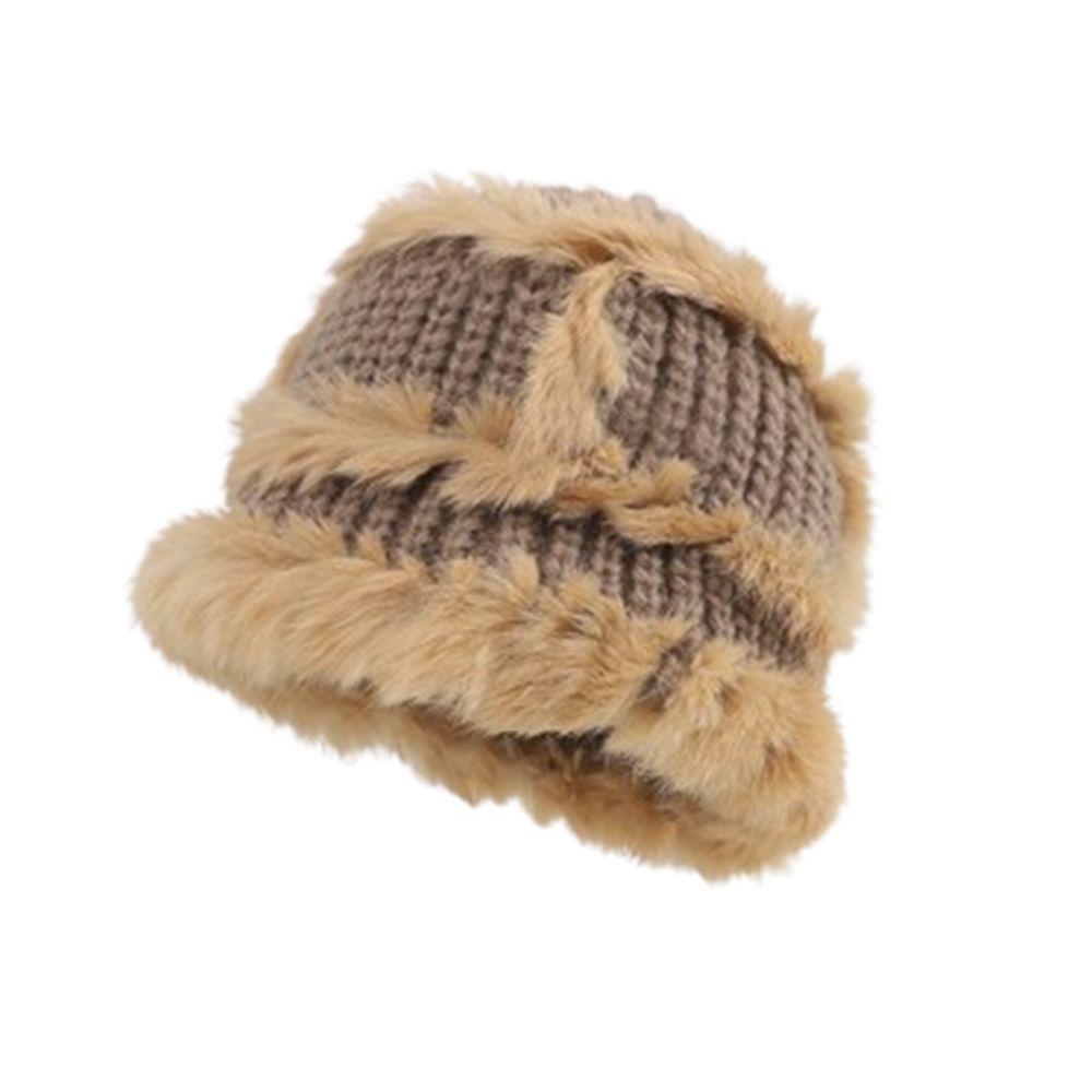 Plush Bucket Hat Cute Female Hats Portable Winter Knitted Hat Autumn/Winter