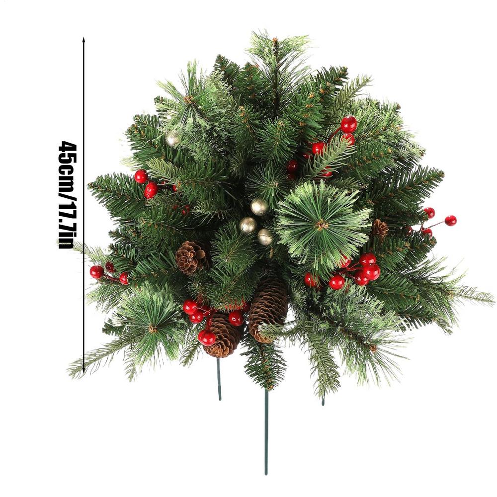 Ground Inserted Christmas Tree Garden Stakes Christmas Tree Stake With Cones, Red Berries Art Decoration Insert Signs Ground