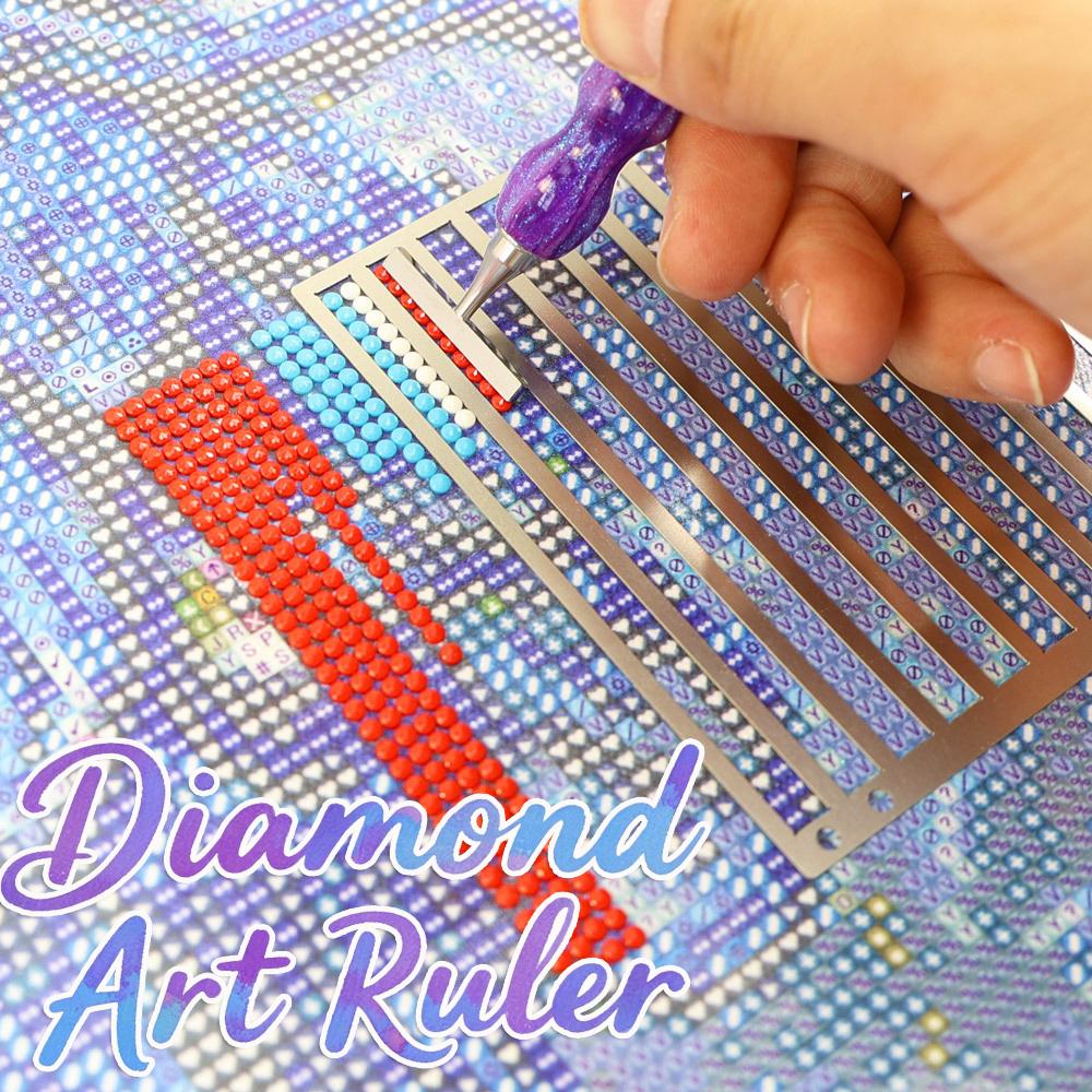 13pcs Diamond Art Ruler Set, Diamond Alignment Tool Ruler with Resin Pen,Thin Stainless Steel Nibs For DIY Diamond Painting Tool