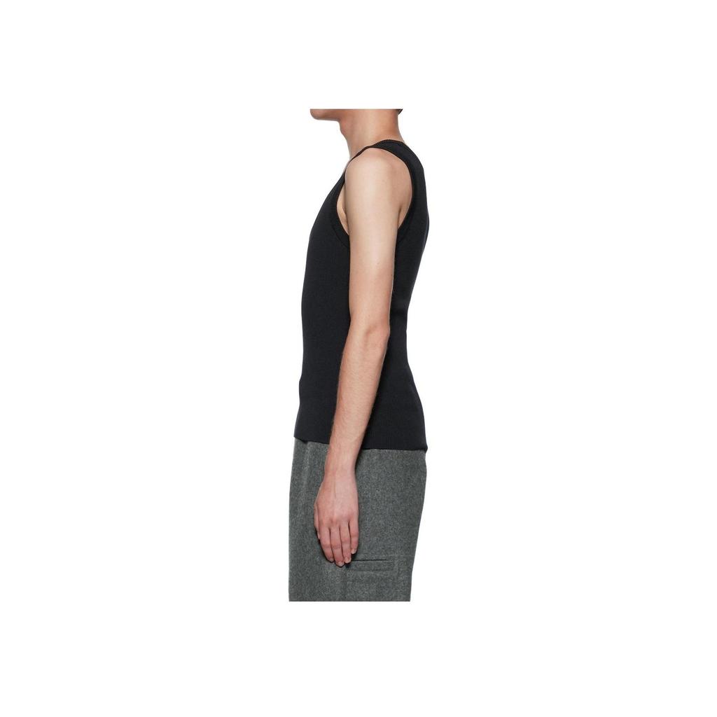 Onitsuka Tiger Tank Top Solid Color U-Neck Pullover Vest Unisex Tops Black 2183B210-001