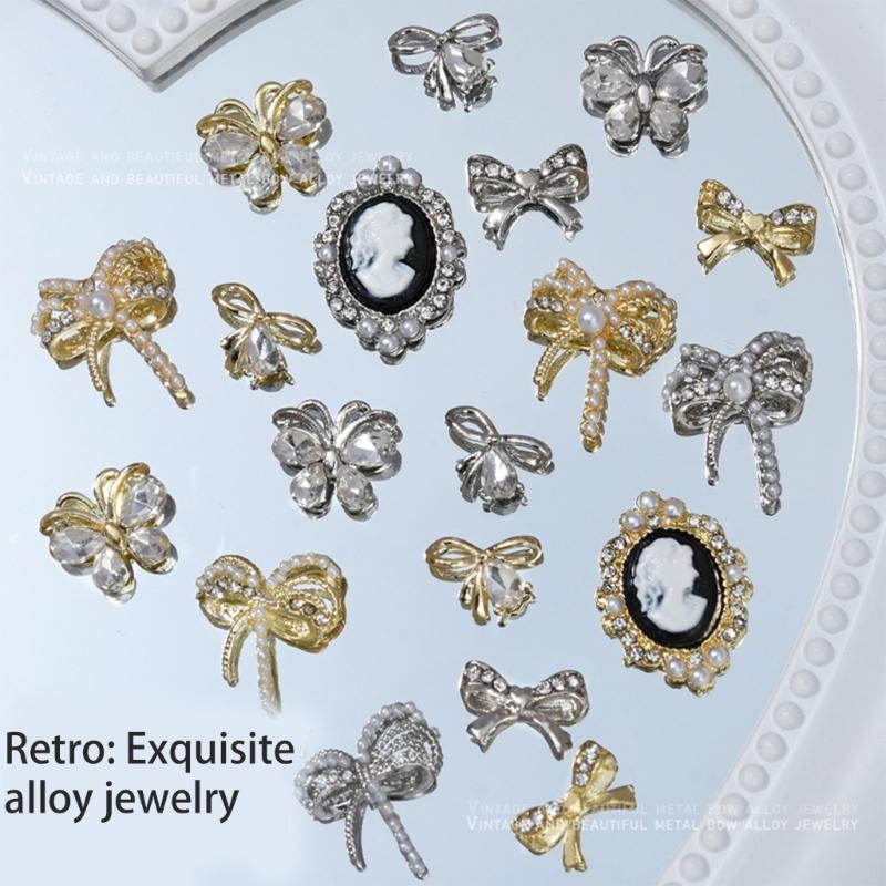 3pcs Nail Art Charms Bows Nail Rhinestones Charms Bowknot Crystal Nail Gems Nail Art Decorations for Acrylic Nails