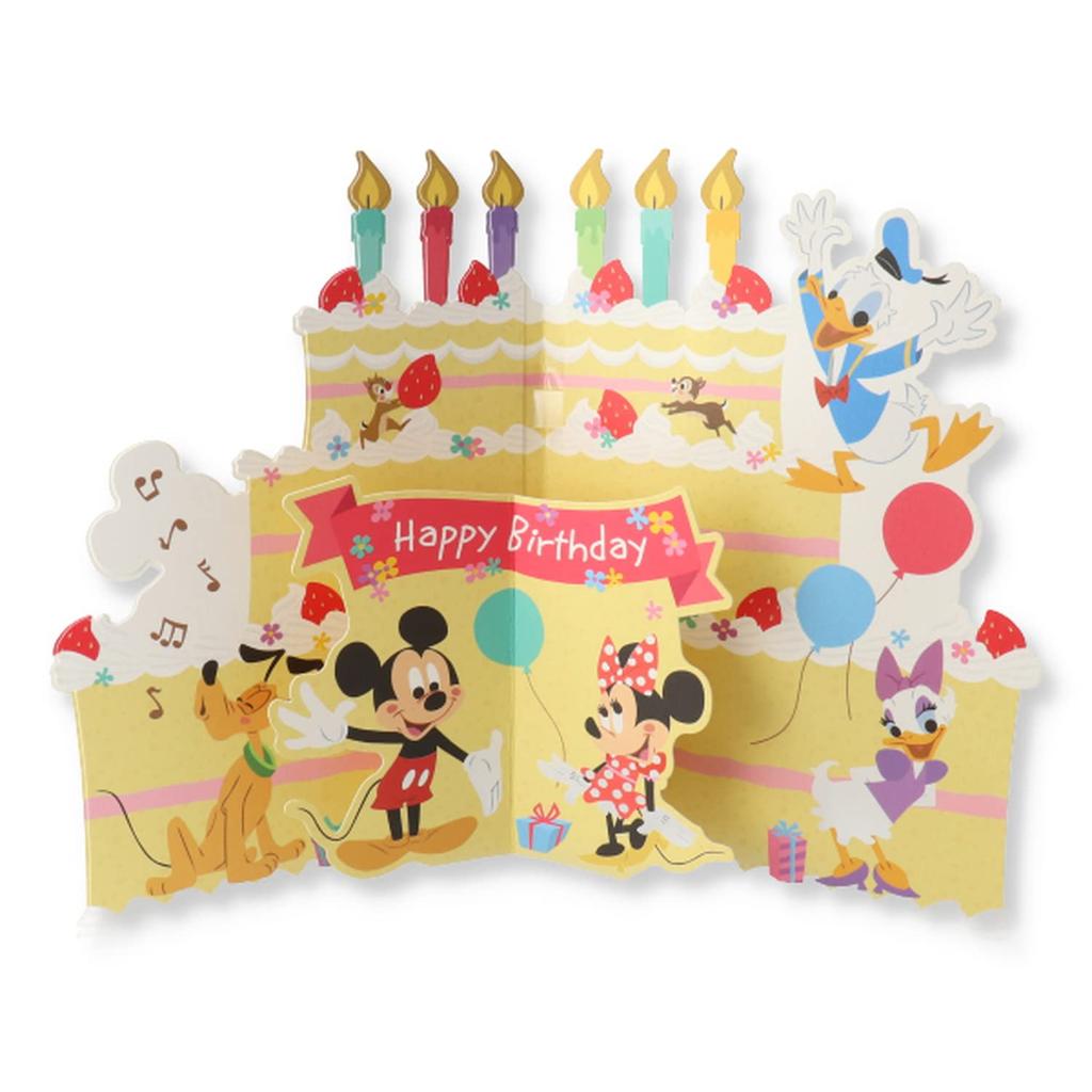 Hallmark Disney Birthday Card, Music Box Card, Mickey & Minnie Voice, Die-Cut Cake, 815059