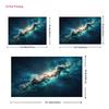 2D Deep Space Galaxy Backdrop, Teal Nebula and Starfield Decor