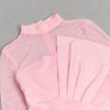 Elegant European & American Style Round Neck Mesh Long Sleeve Bodycon Dress