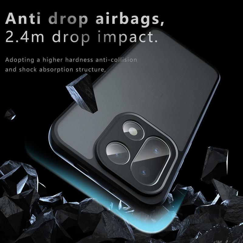 For OnePlus 15 Case Shockproof Frosted Skin Feel Matte PC+TPU Anti-fingerprint Transparent Cover For One Plus 15