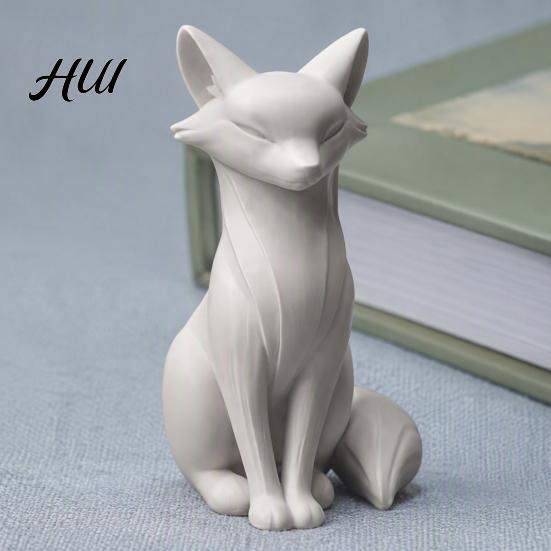 Minimalistische Fuchs-Skulptur 3D-gedruckte Skulptur, Elegante Figur, Matt Modern Zeitgenössische Wohnzimmer-Dekoration Schreibtisch-Ornament für Eingangsbereich Arbeitszimmer,