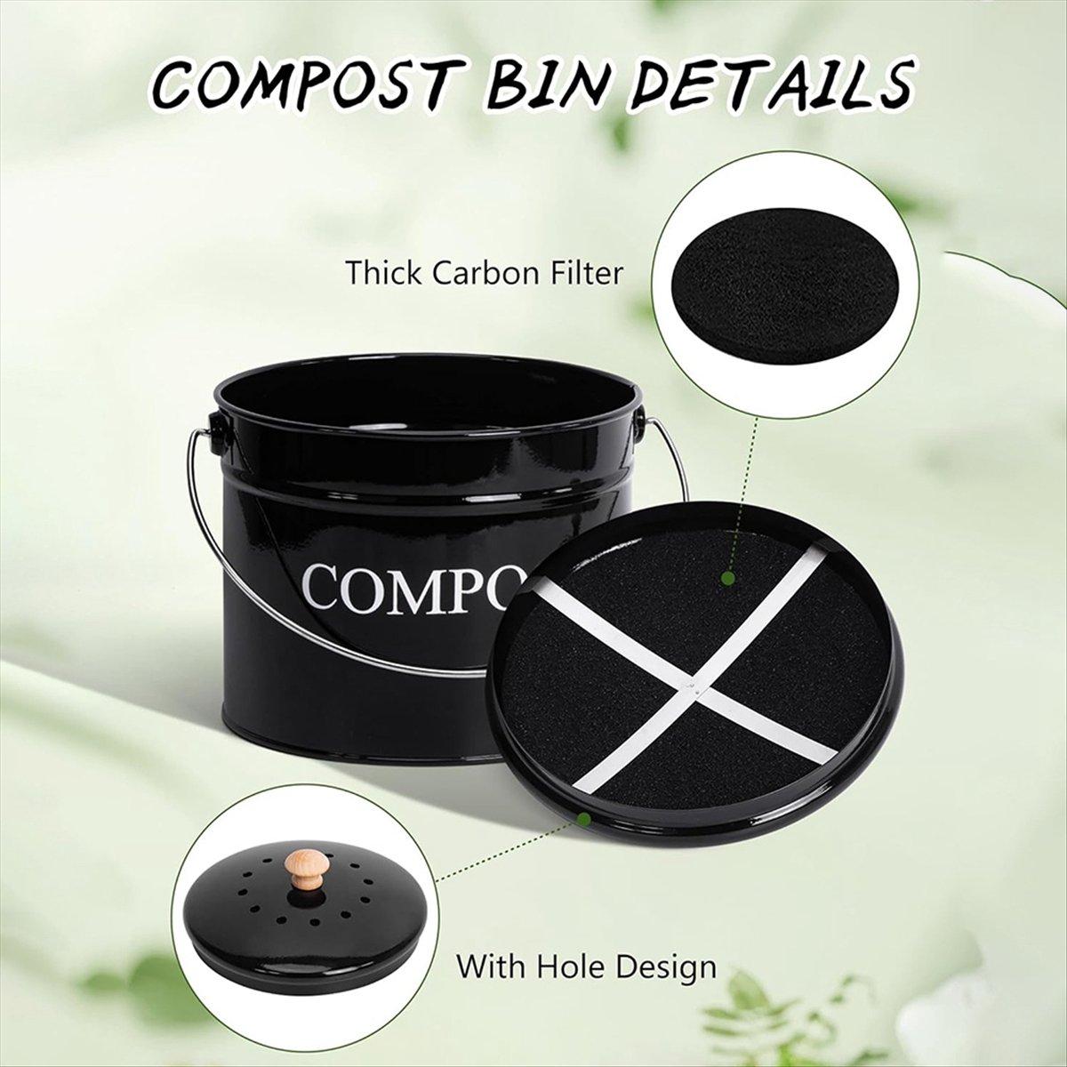 

BHBL Kitchen Compost Bin for Kitchen Countertop, 1Gallon Compost Bucket for Kitchen with Lid, Black China Mainland