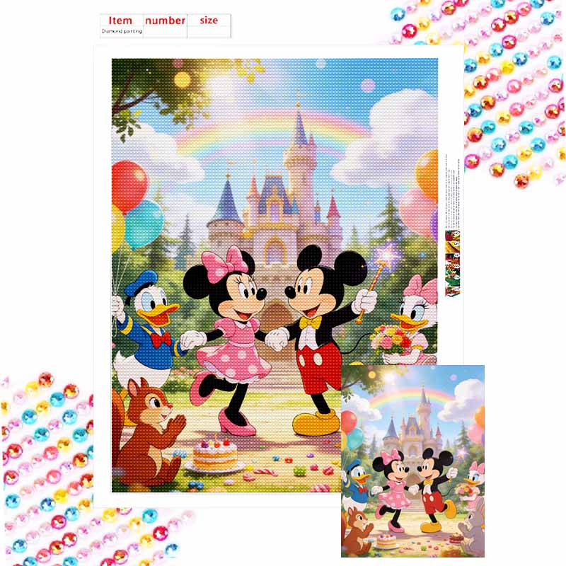 Disney Diamond Painting Kit Mickey Minnie Castle Balloon Wall Decor Handmade Art Gift Round 20x30cm