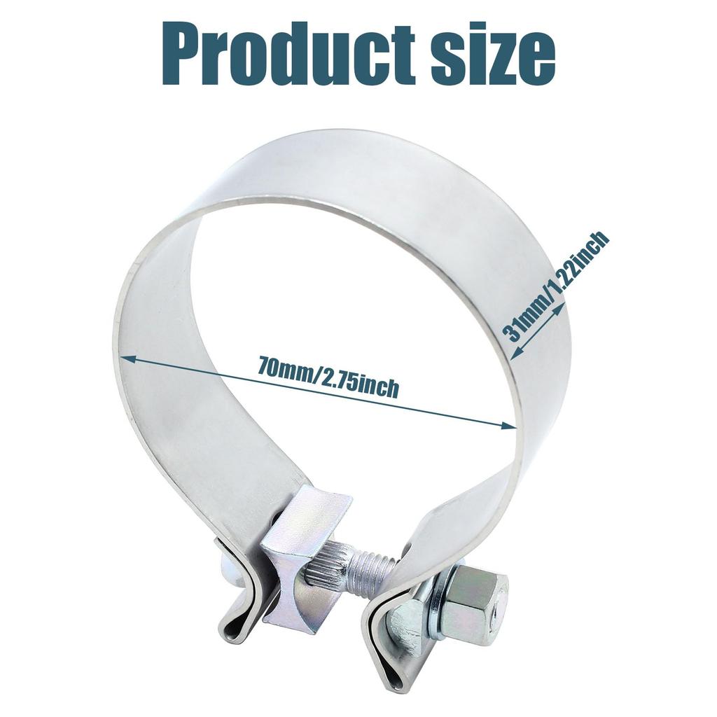 Moicstiy 2.75" Exhaust Clamp Stainless Steel Narrow Band Muffler Clamp (2 Piece)