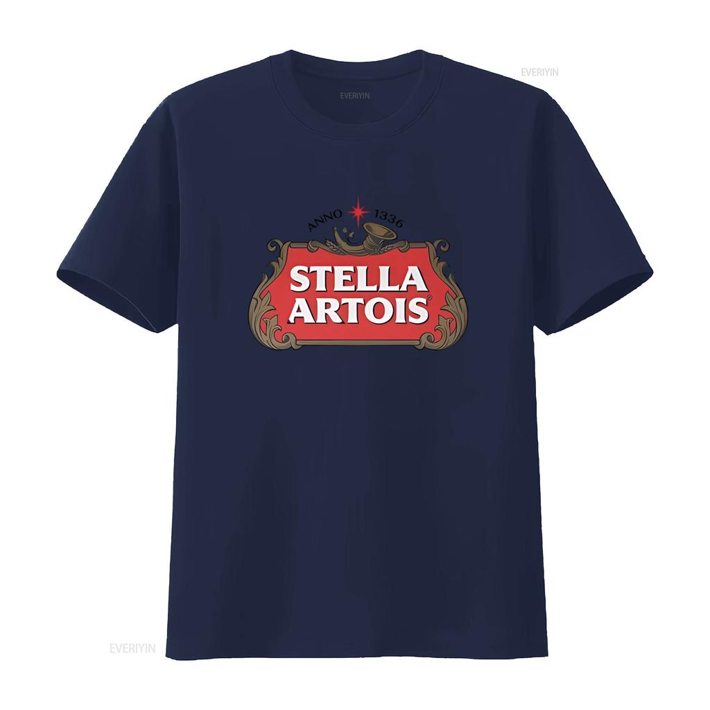 Stella Artois Koszulka z nadrukiem logo w stylu vintage Czarna Retro Design vintage Prana odzież designerska Codzienna Wygodna Oddychająca