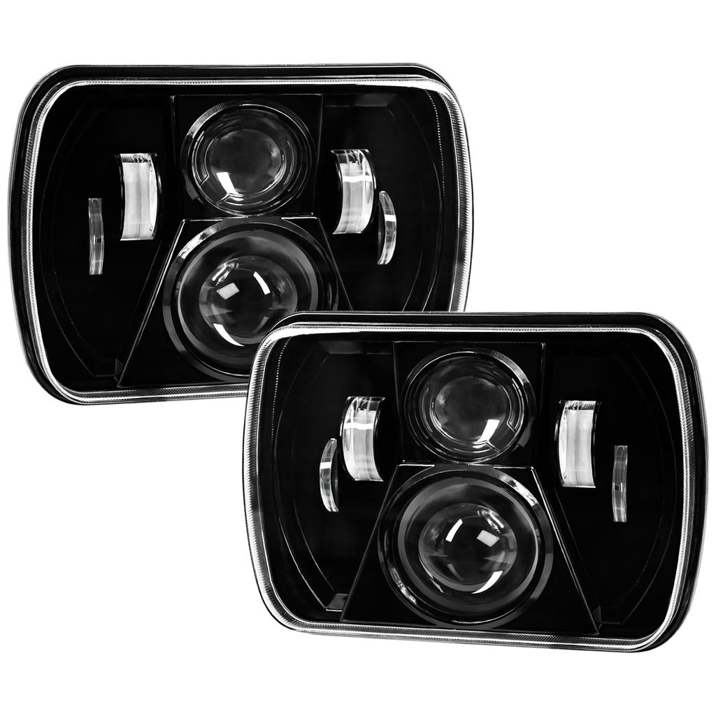 7 Inch Rectangle LED Headlights, 2 PCS 5x7 7x6 Inch Car Headlamps with High Low Beam, IP67 Protection, Plug and Play