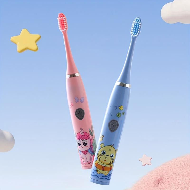 Battery-operated Electric Toothbrush, Comes with Three Electric Toothbrush Heads and Features A Cute Cartoon Exterior