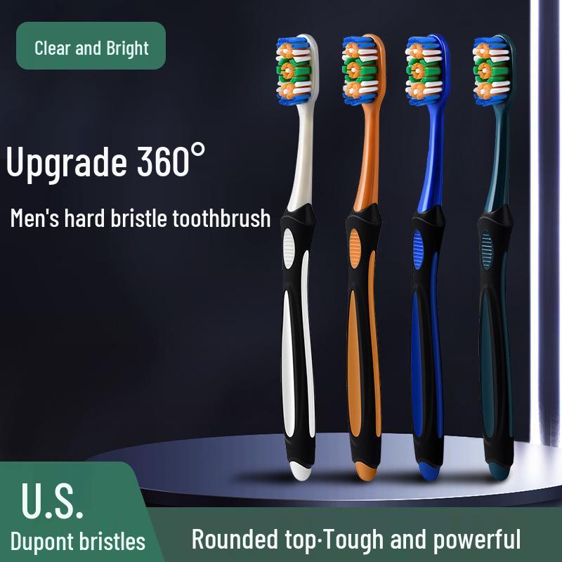 Luxury Hard Bristle Men's Toothbrush: Adult DuPont Bristles, Individually Packed