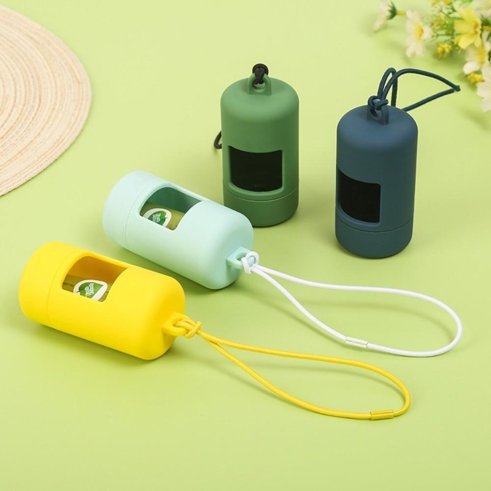 with Rope Dog Poop Bag Case Solid Color Pet Garbage Holder  Cleaning Supplies